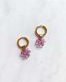 Flower Charm Hoops - Crystal Purple