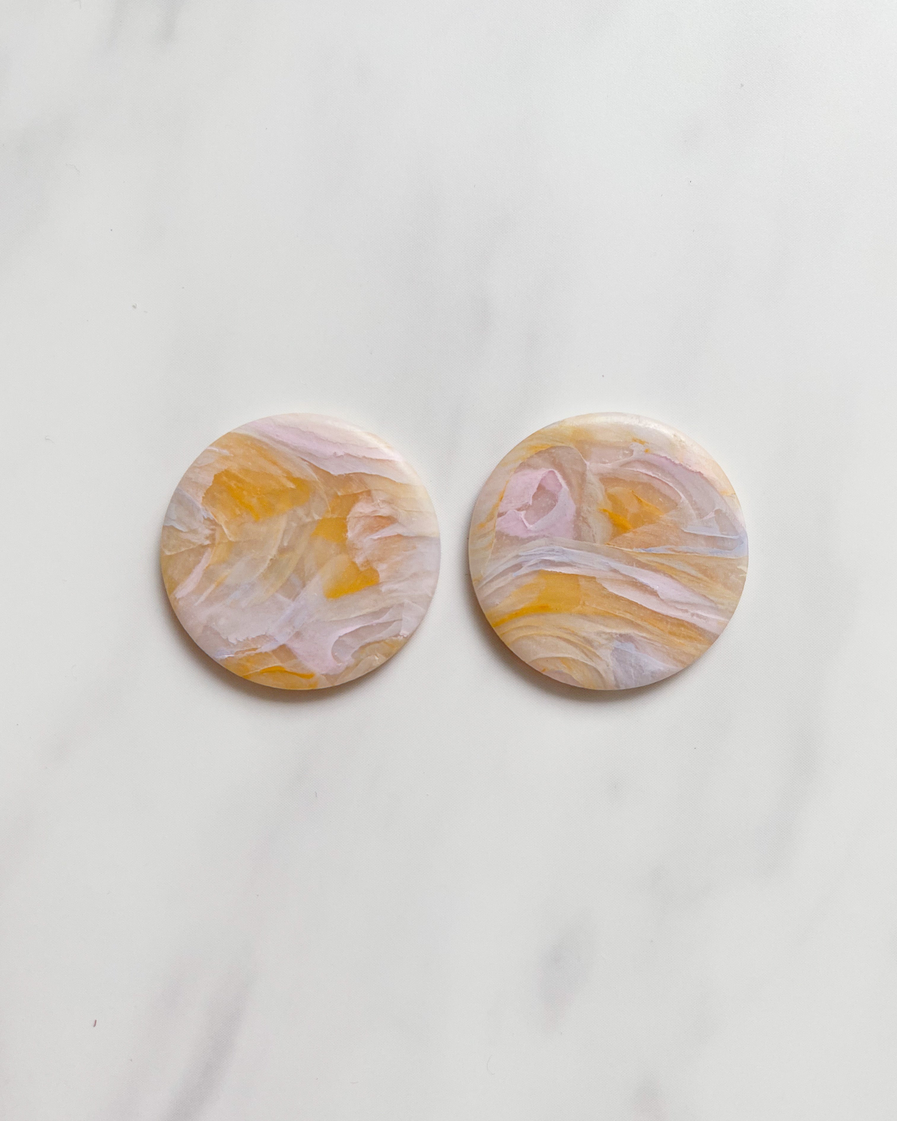 Pink White Blue Yellow Polymer Clay Earrings