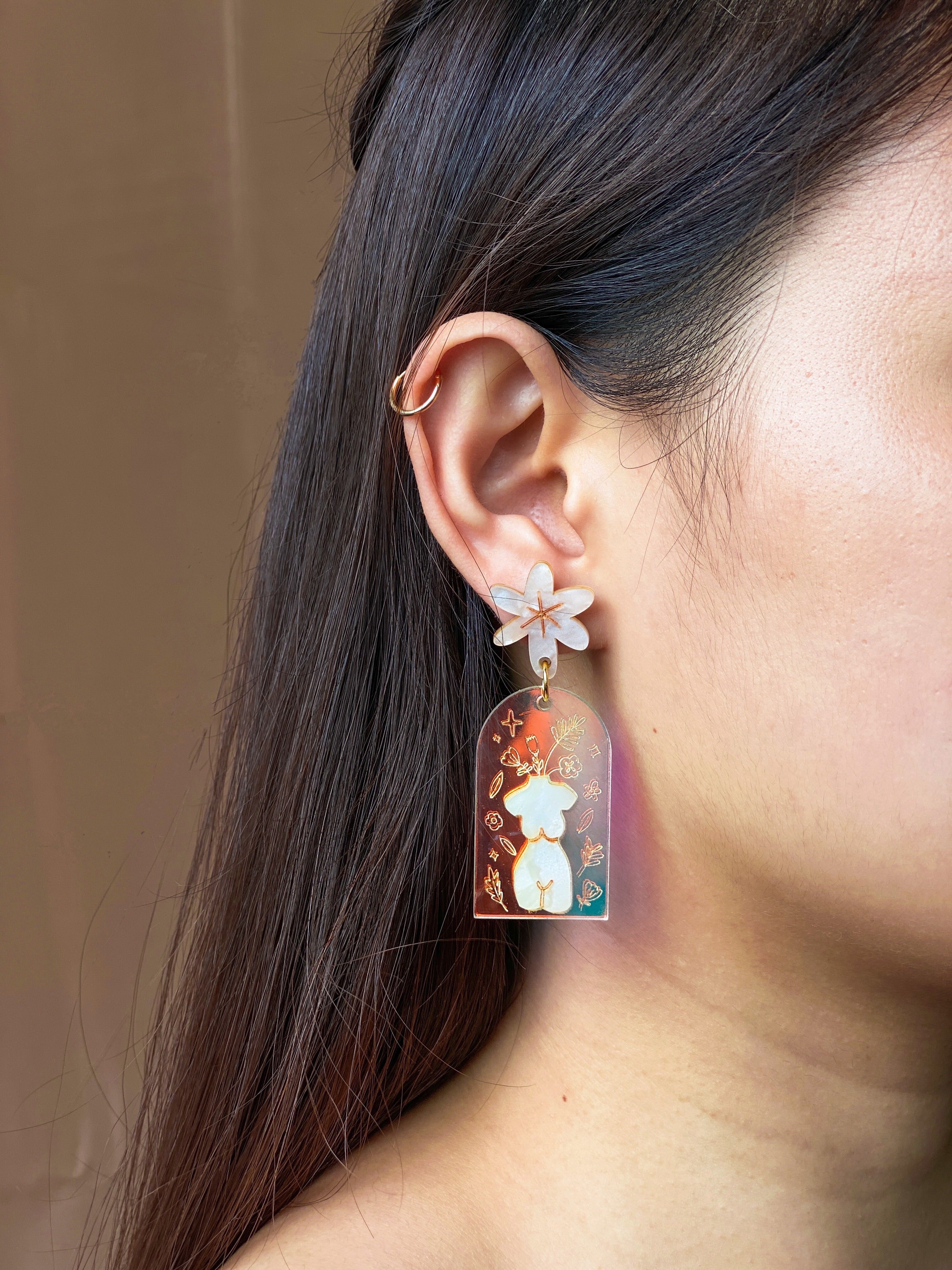 Arch de Femmes Earring in Iridescent by Lovelystrokes | Handmade Earrings